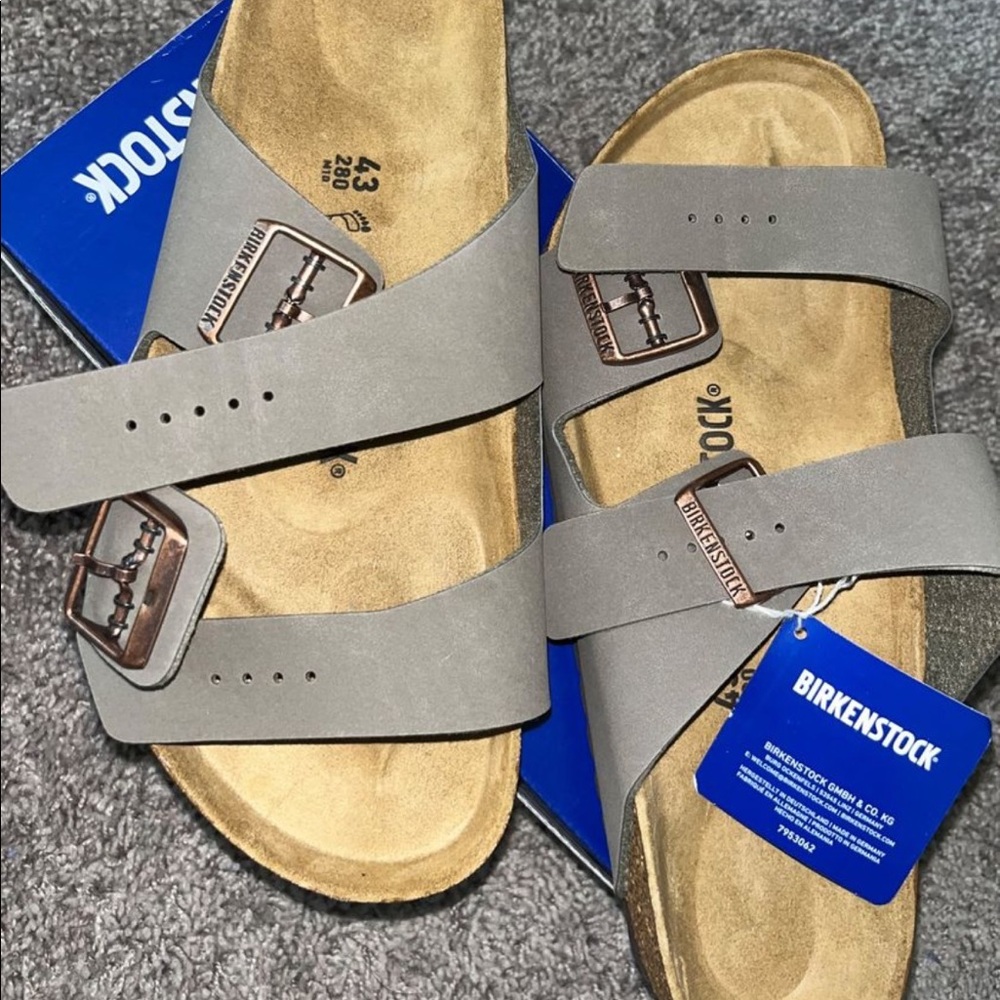 Mens Birkenstocks Gray/Taupe Size 43 in Birkenstock sizing (Mens Size 10)